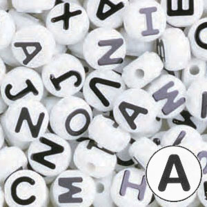 1690SV073BK – 10mm Number Beads – White / Black Letters – 1/4 Lb