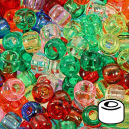 Colorful Translucent Glitter Pony Beads (6mm x 9mm)