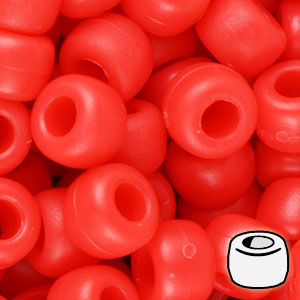1664_158 – Neon Red 9x6mm “Matte” Pony Beads – 500 Pc Bag