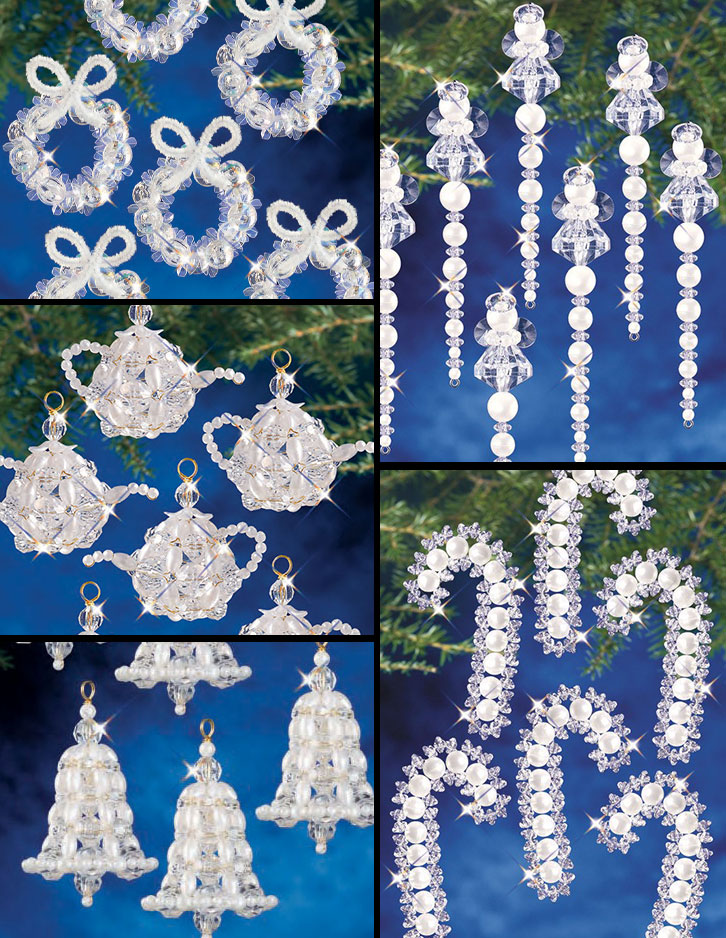 Beadery Holiday Beaded Ornament Kit Pearl Icicles Makes 6
