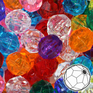 712V029 - 12mm Faceted Beads - Transparent Multi - 360 Piece Value Pack