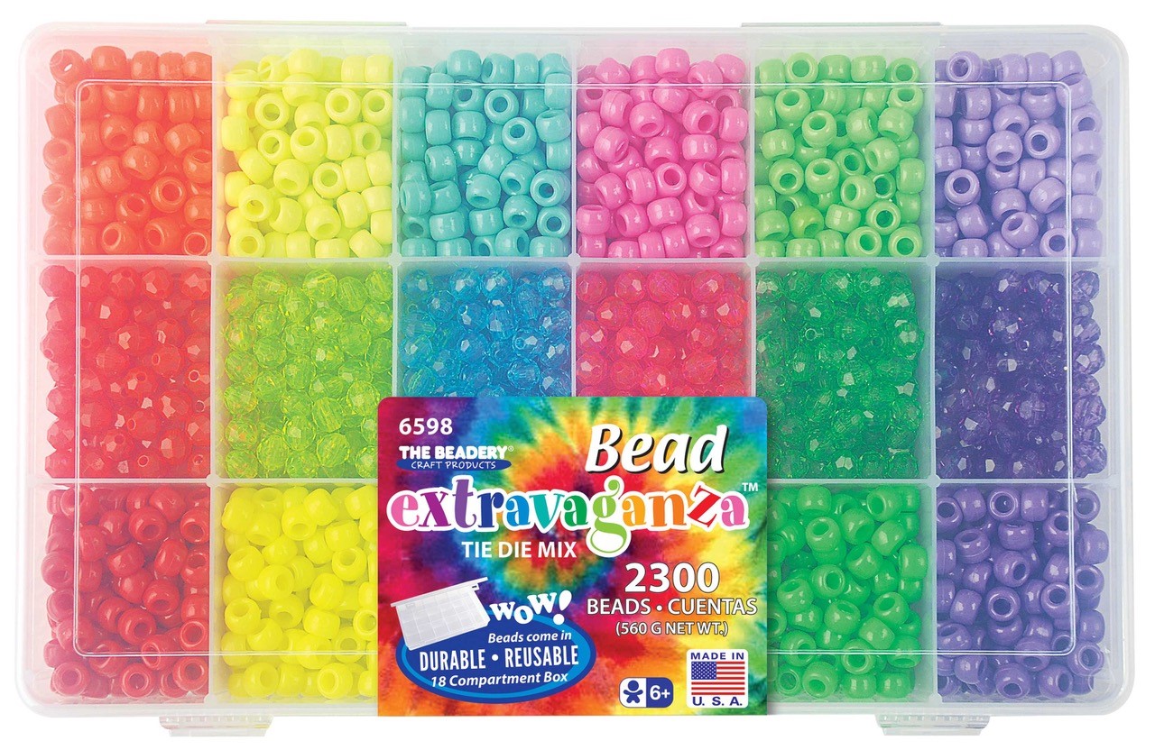 Beadery Kandi Kids Pony Bead Bucket Kit (Neon Multicolor)