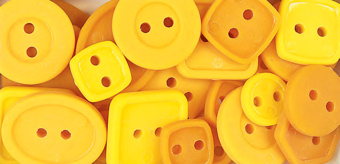 Yellow Mix Matte Plastic Craft Buttons (65pcs)