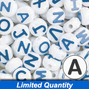 Big Letter Beads - 10mm Large Round White Alphabet Acrylic or Resin Beads -  170 pc set