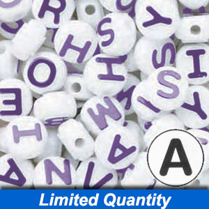 1197SV052WT – 10mm Alphabet Beads – Black / White Letters – 1/4 Lb